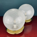 Vintage Murano Glass Table Lamps: F.Fabbian Italian Modern Sphere Set