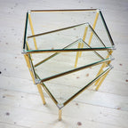 Vintage golden coffee table Italy 1970s Set of 3 Mid-century italian modern furniture