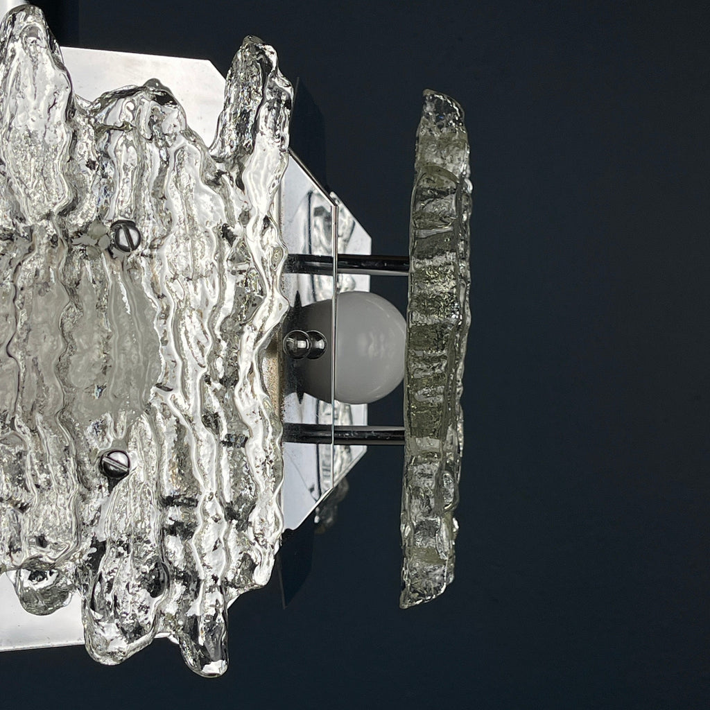 Mid-century ice Murano glass chandelier Italy 1970s Space age Sputnik atomic design