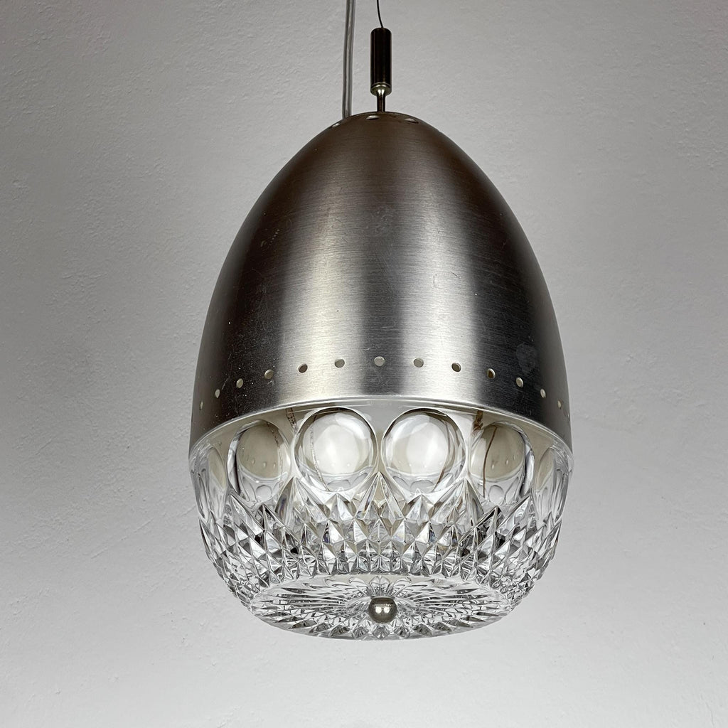 Mid-century glass pendant lamp Italy 1960s Vintage Italian lighting Space Age