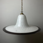Vintage White Murano Glass Pendant Lamp: Mid-Century Italian Lighting