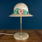 Vintage Alabaster Lady Hat Table Lamp - 1970s Italian Lighting