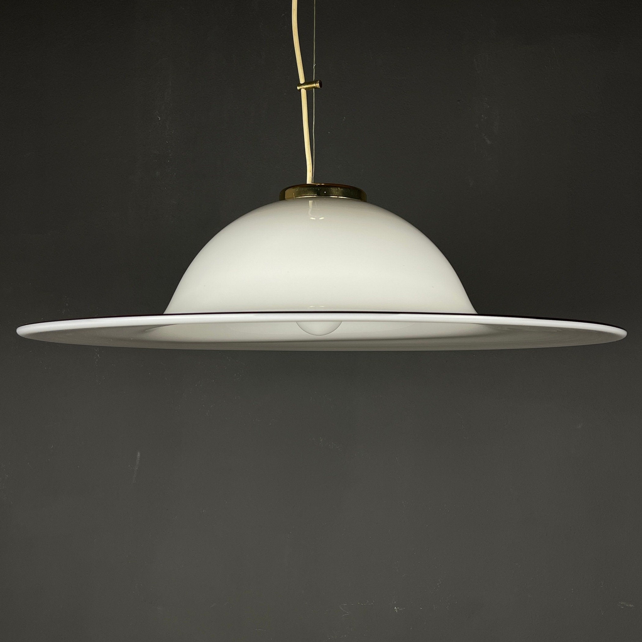 Vintage large murano glass pendant lamp Italy 1970s Mid-century lighting Retro home decor