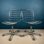 Vintage Italian Desk Chairs - 1970s Mid-Century Modern Style - Set of 2