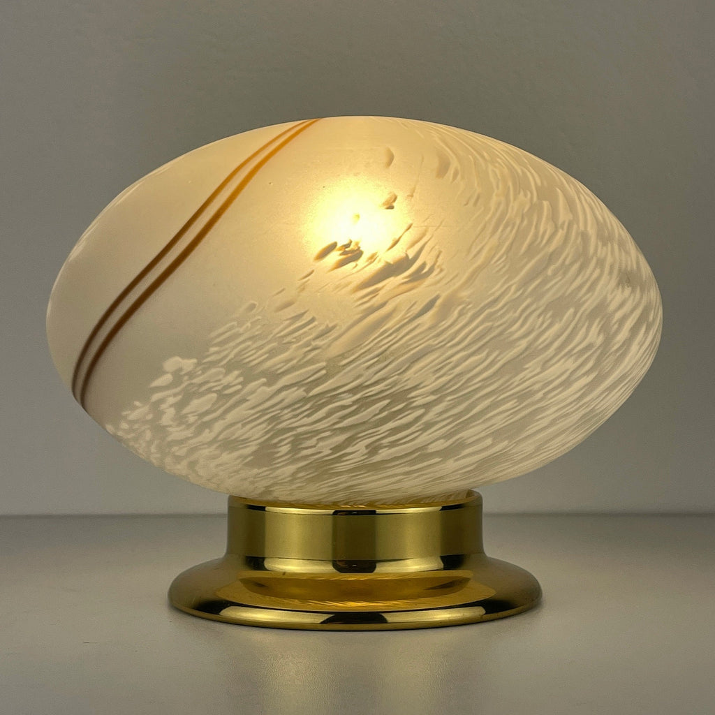 Vintage Murano Glass Night Lamp: Swirl Sphere Table Lamp, Italy 1980s