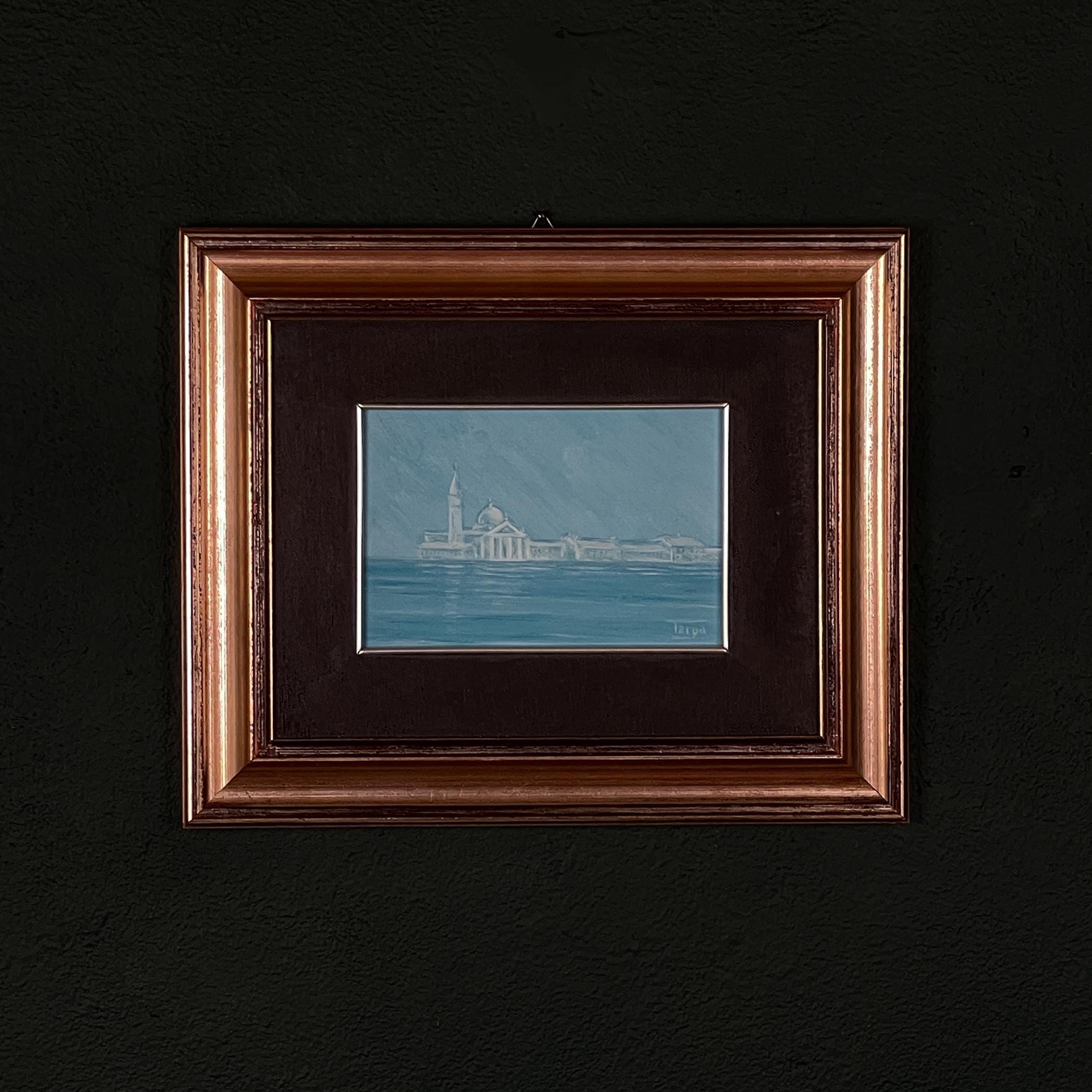 Luigi Targa, Venetian lagoon in the heavenly glare, Padua, Italy 1970s, Oil on Canvas, Framed