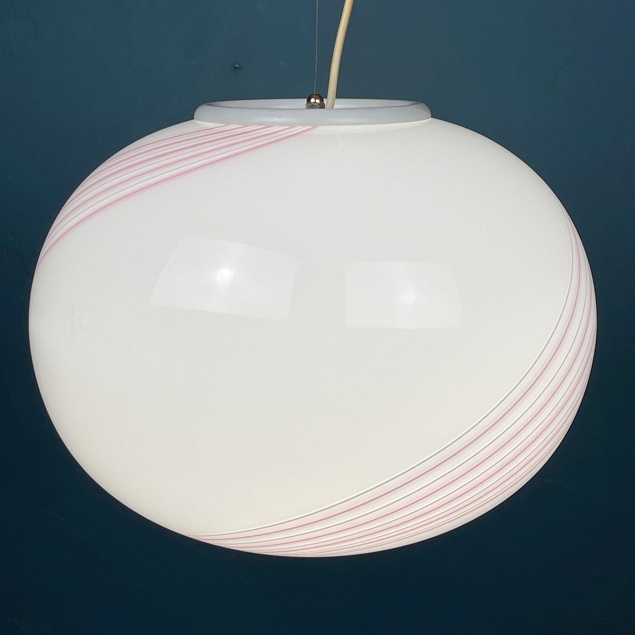 Classic swirl murano pendant lamp Vetri Murano Italy 1970s Italian mid-century modern lighting