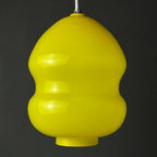 Mid-century yellow glass pendant lamp Yugoslavia 1970s Retro lighting Space age