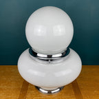 Vintage Opaline Glass UFO Lamp: Italian Mid-Century Modern Lighting