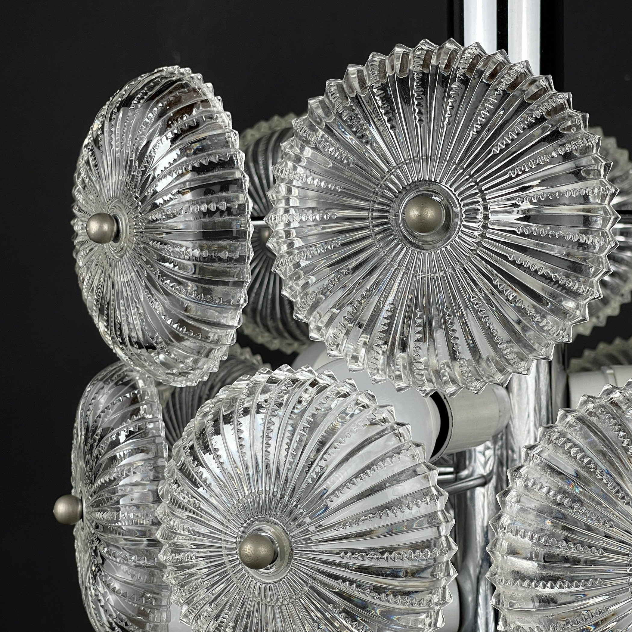 Vintage crystal chandelier Dandelion Italy 1960s mid-century modern italian lighting