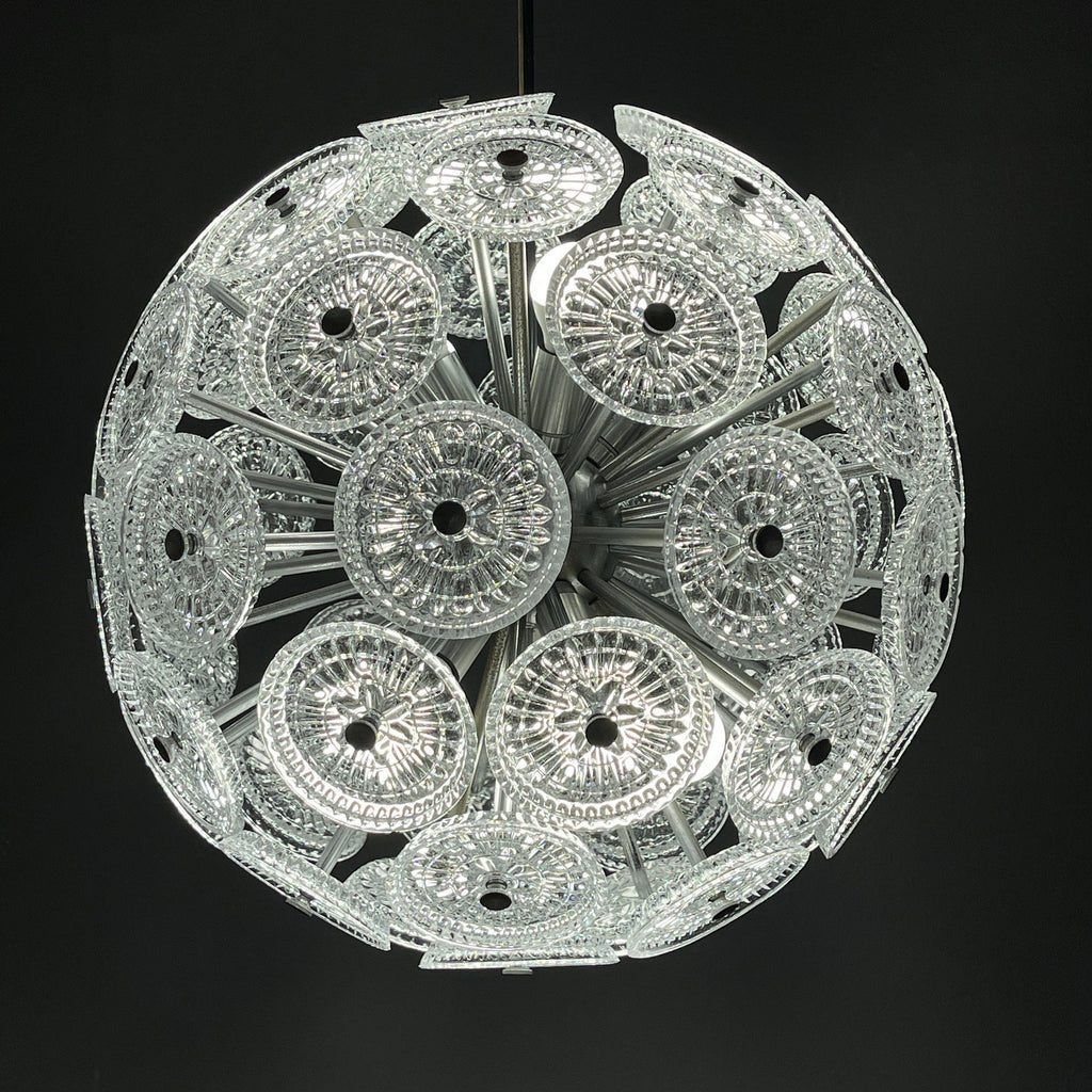 Vintage crystal chandelier Sputnik Dandelion Italy 1960s mid-century modern italian lighting