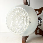 Retro Wood & Glass Chandelier: 70s Geometric Pendant Lamp