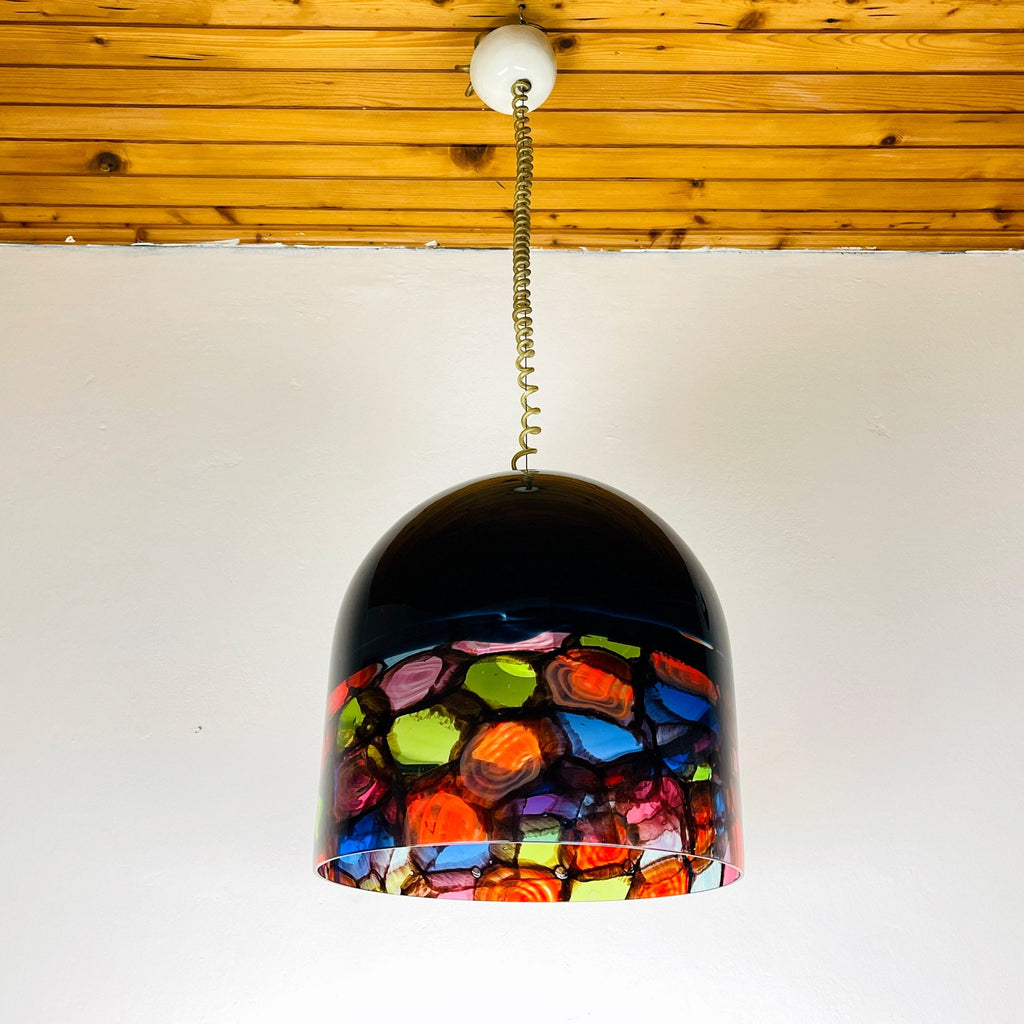Vintage Murano Glass Pendant Lamp by Toso & Massari for Leucos, 1971