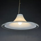 Murano glass white pendant lamp Italy 1970s Mid-century lighting XL ceiling lamp