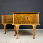 Pair of Vintage wood nightstands Italy 1950s  mid-century wooden bedside table