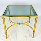 Vintage Smoked Glass & Brass Side Table: Italian Art Deco 1970s