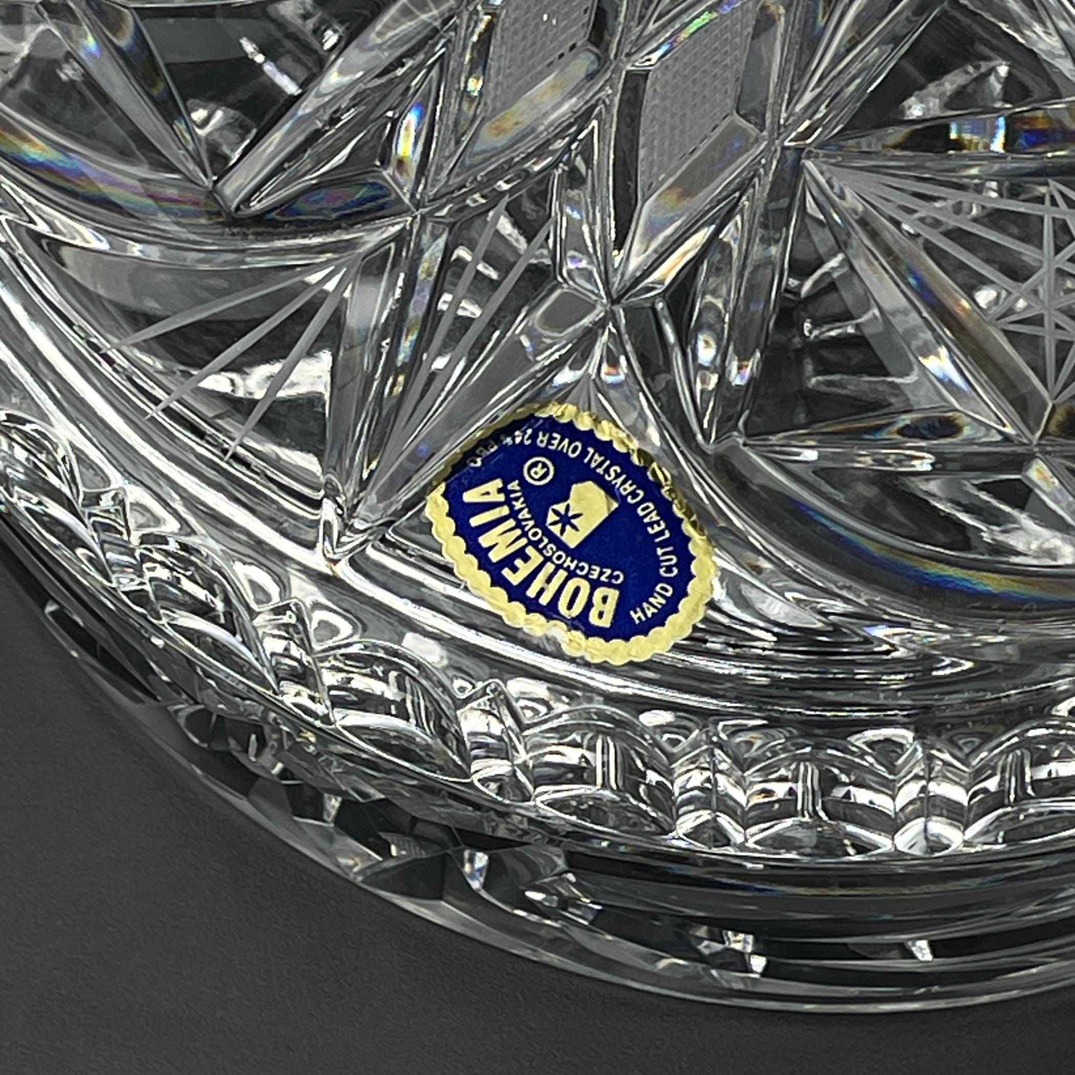 Vintage Bohemian glass candy bowl by Bohemia Crystal, Czechoslovakia, 1970s