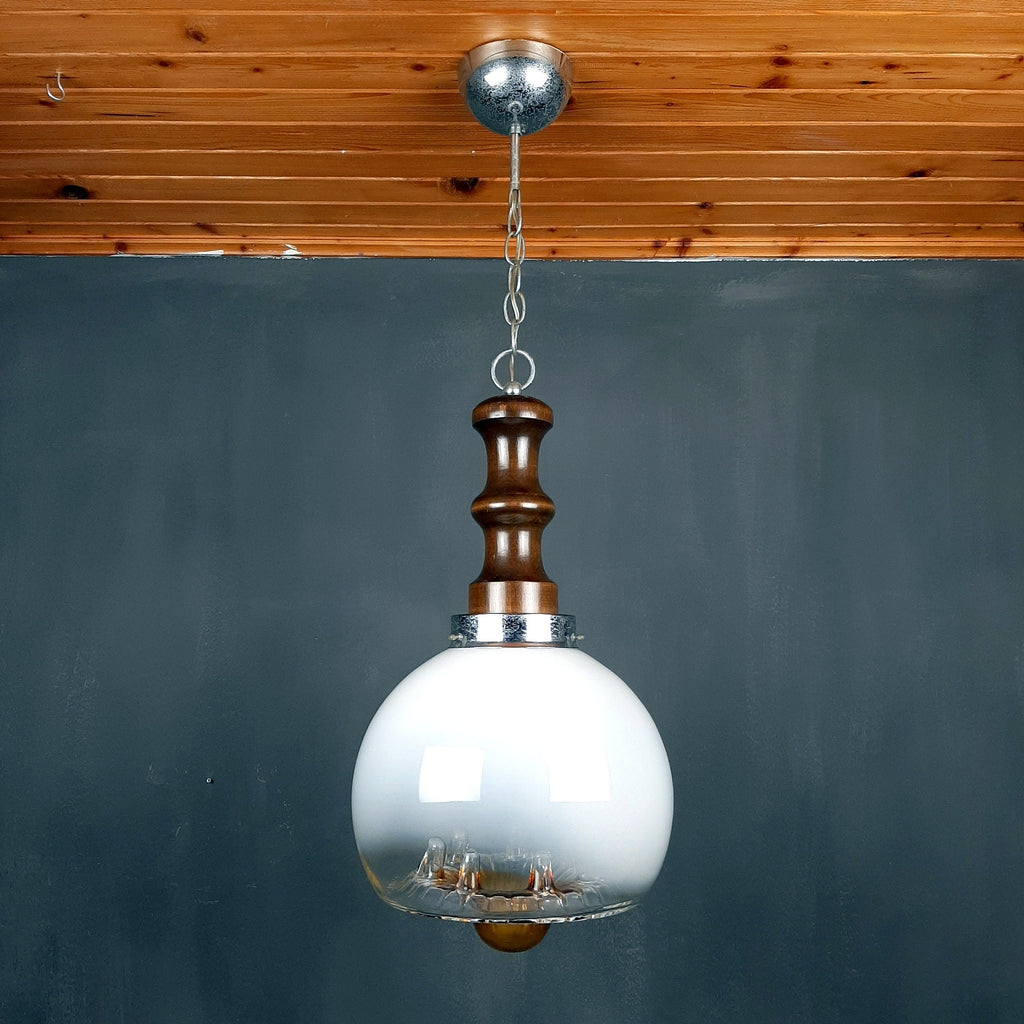 Large vintage murano glass pendant lamp by Mazzega Italy 1960s Mid-century lighting