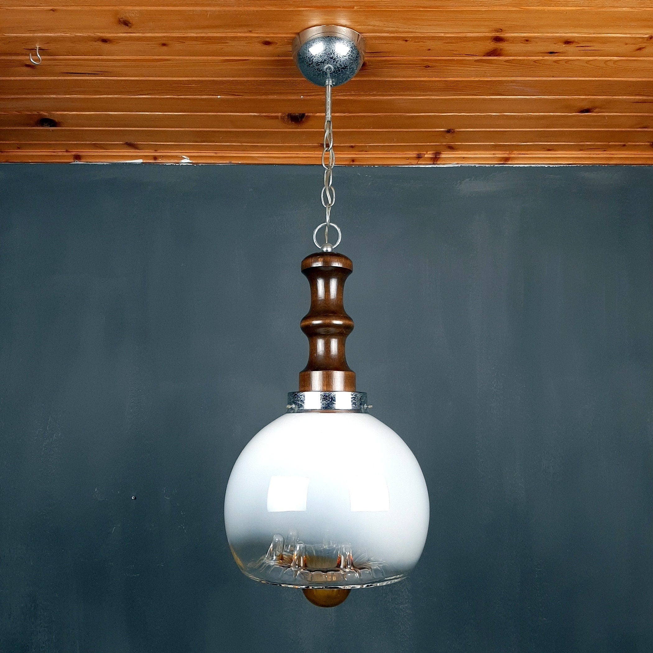 Large vintage murano glass pendant lamp by Mazzega Italy 1960s Mid-century lighting