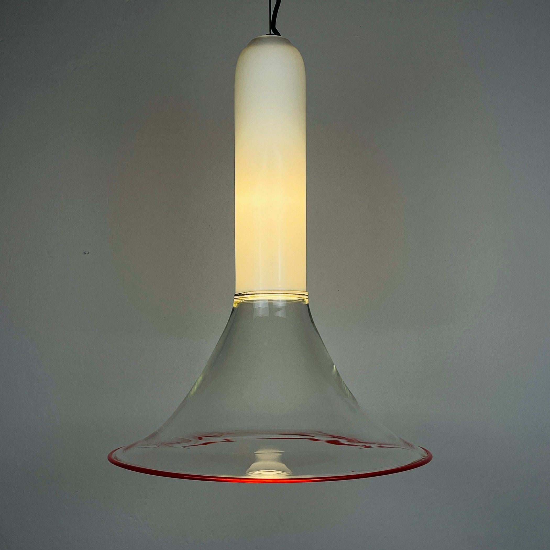 Murano Glass Pendant Lamp: Mid-Century Modern Italian Lighting by Leucos, 1970s
