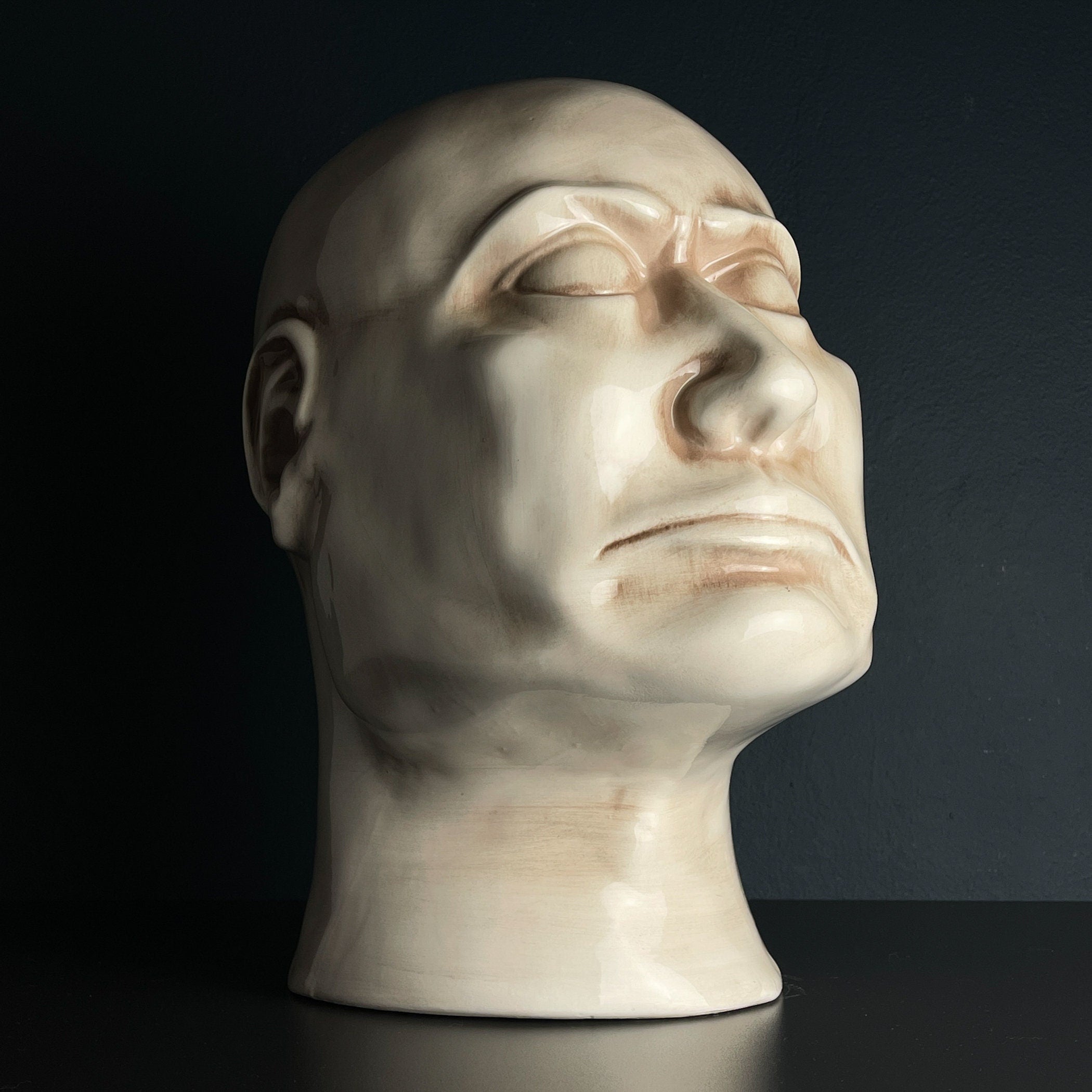 Large ceramic bust Man, Italy 1970s, Vintage home decor