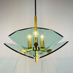 Vintage art glass pendant lamp by Fontana Arte, Italy 1950s, Art deco, MCM
