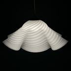 Vintage swirl white Murano glass pendant lamp, Italy 1970s