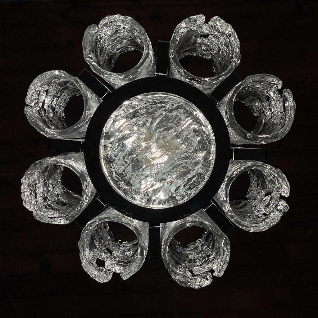 Vintage Ice Murano chandelier by AV Mazzega, Italy 1970s, Mid-century Italian lighting