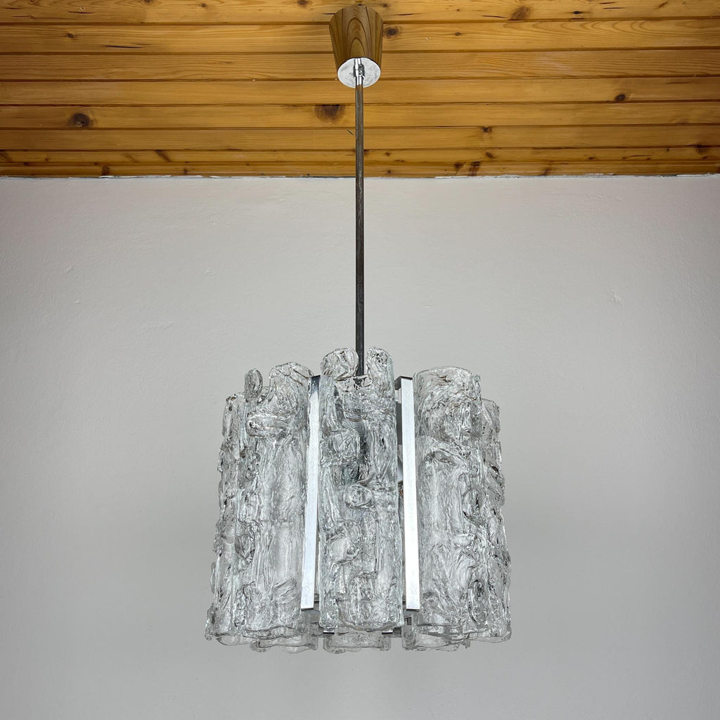 Vintage Ice Murano chandelier by AV Mazzega, Italy 1970s, Mid-century Italian lighting