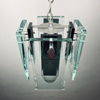 Fontana Arte Art Glass Pendant Lamp: Italian MCM 70s Design