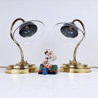 Vintage Gold Bedside Lamps: Italian Retro Mid-Century Lighting Pair