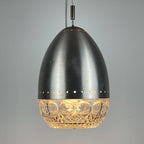 Mid-century glass pendant lamp Italy 1960s Vintage Italian lighting Space Age