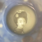 Vintage Japanese Lithophane Geisha porcelain coffee set Blue Dragon, 1950s