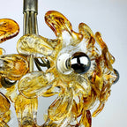 Vintage Amber Murano Glass Flower Chandelier - Mazzega Italian Lighting