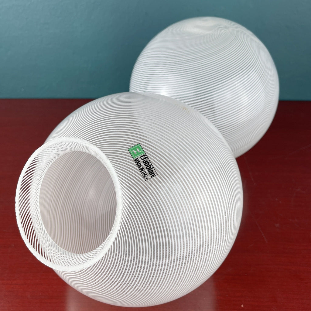Vintage Murano Glass Table Lamps: F.Fabbian Italian Modern Sphere Set