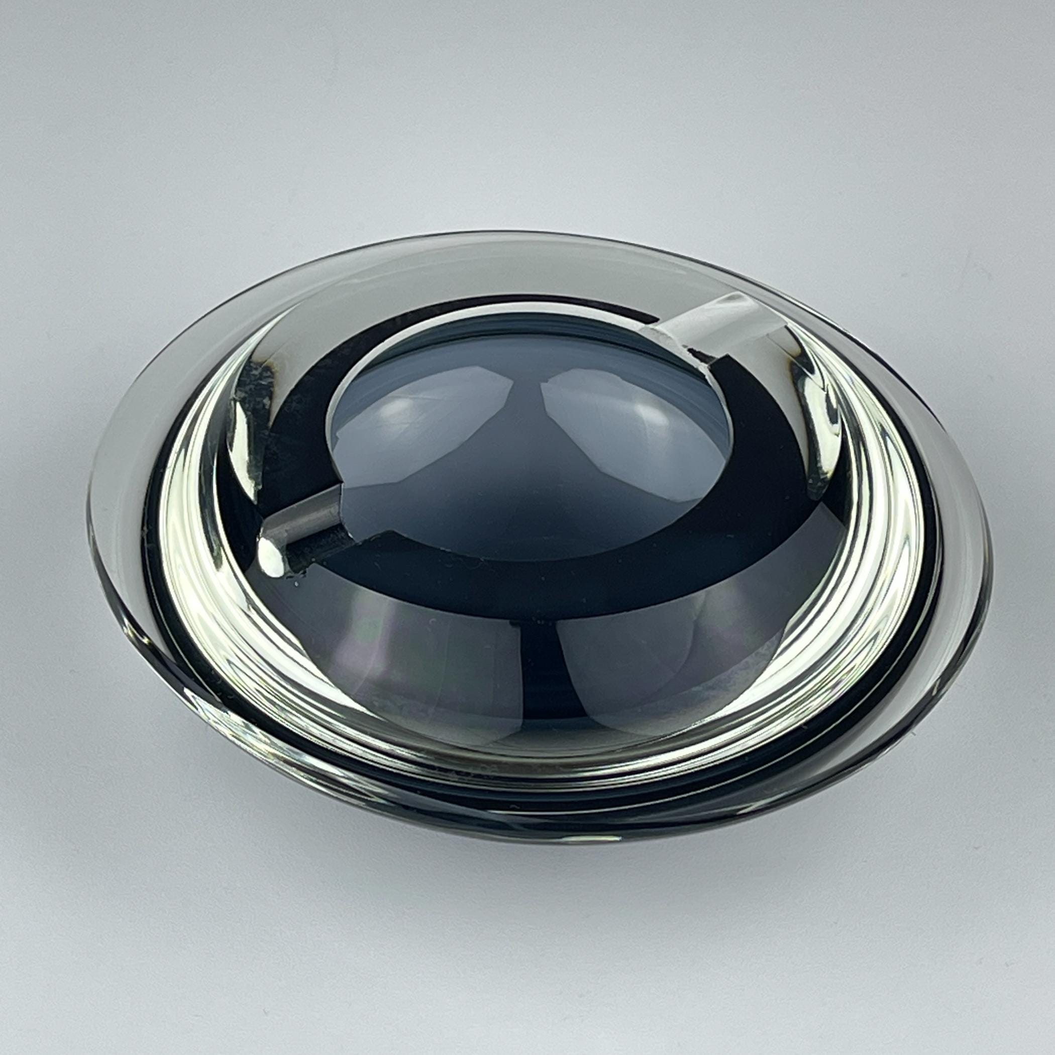 Original blue murano glass ashtray, Italy, 1980s, Vintage Home Decor