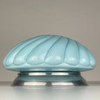 Vintage blue opaline table lamp, Italy 1950s, Art Deco, Mid-century modern design