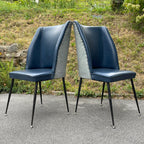 Vintage blue dining chairs, Italy 1950s, Mid-century modern, Set of 2