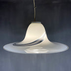 Vintage swirl murano glass pendant lamp Italy 1970s Mid-century light space age