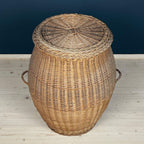 Vintage laundry basket wicker weaving Yugoslavia 1970s