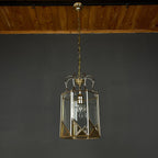 Vintage pendant lamp Italy '70s Brass Polished Glass Retro lighting Mid-century Italian modern