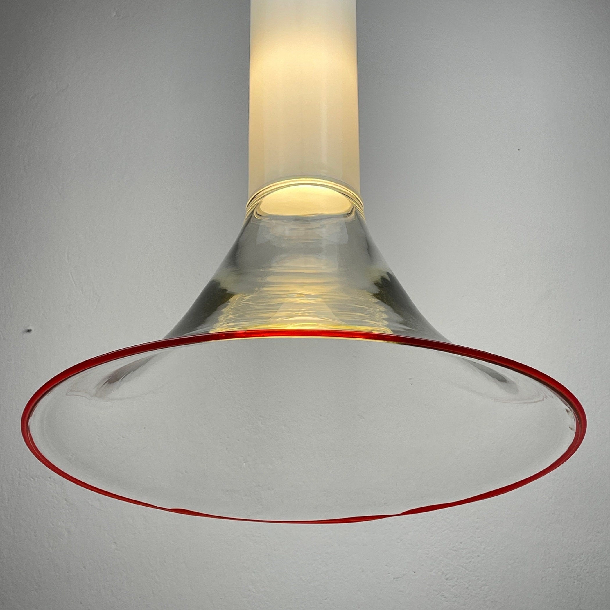 Murano Glass Pendant Lamp: Mid-Century Modern Italian Lighting by Leucos, 1970s