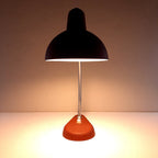 Vintage Burgundy Metal Desk Lamp: Italian Ministerial Lamp, 1950s