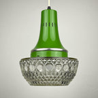 Mid-century green pendant lamp by Targetti Sankey, Italy 1960s, Vintage Italian lighting Space Age