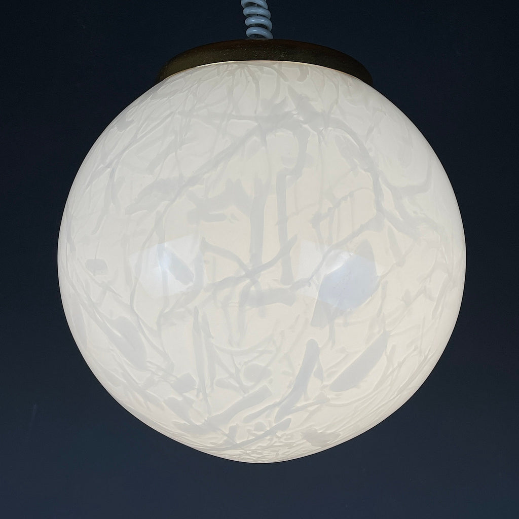 Classic white murano pendant lamp Italy 1970s Italian mid-century modern lighting
