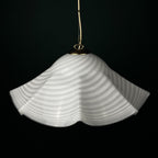 Vintage swirl white Murano glass pendant lamp, Italy 1970s