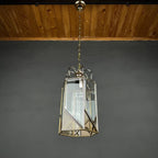 Vintage pendant lamp Italy '60s Brass Polished Glass Retro lighting Mid-century italian modern