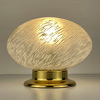 Vintage Murano Glass Night Lamp: Swirl Sphere Table Lamp, Italy 1980s