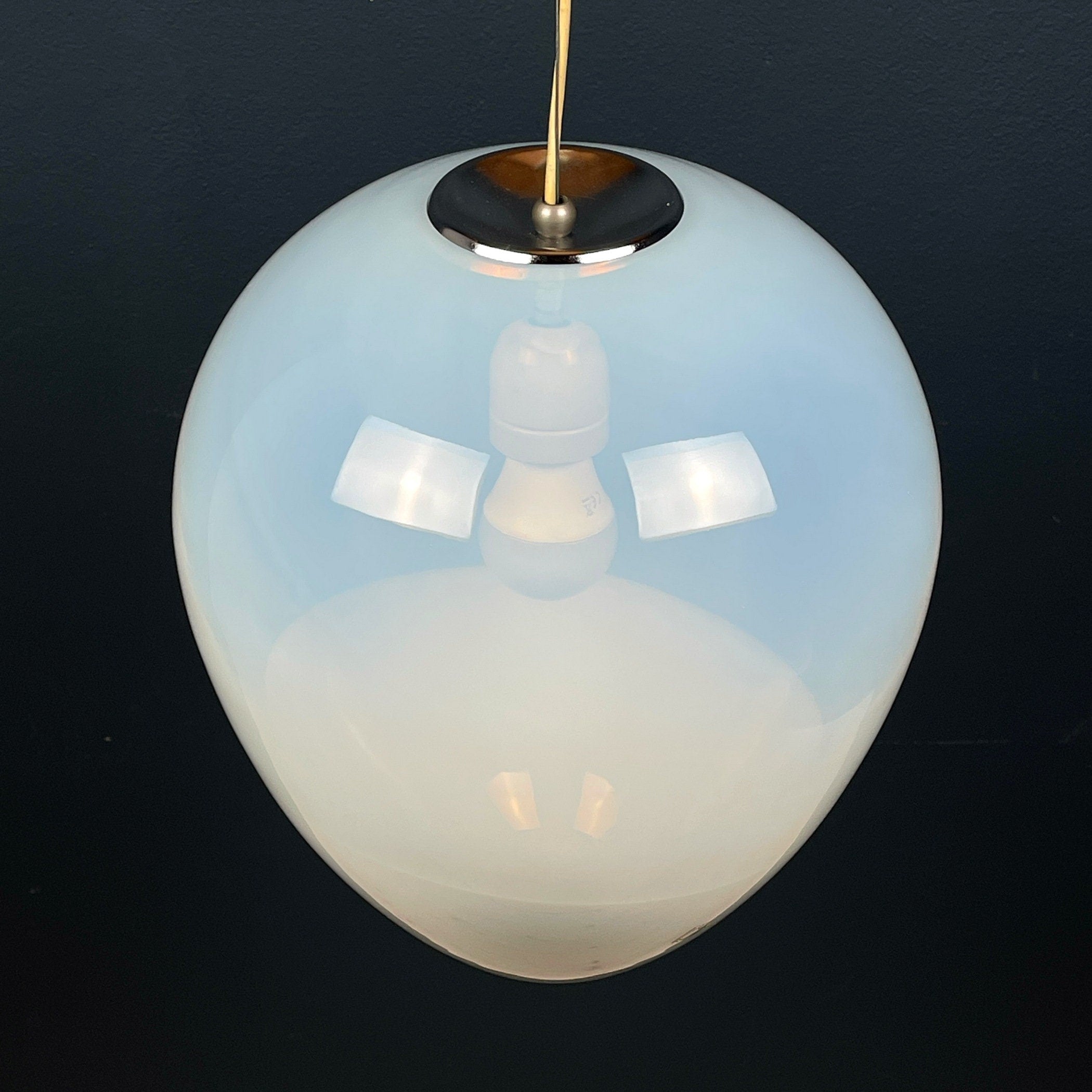 [Reserved, included shipping] Murano pendant lamp Egg by Leucos, Italy 1960s Mid-century italian modern lighting