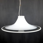 Murano glass white pendant lamp Italy 1970s Mid-century lighting XL ceiling lamp